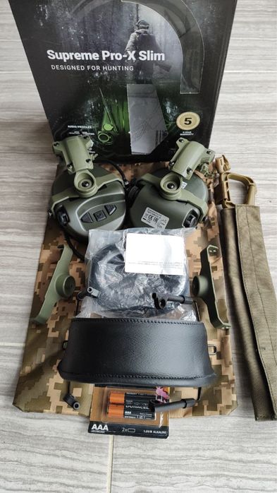 Активні навушники Sordin Supreme Pro X Slim Green (сумісні з ARC Rail)