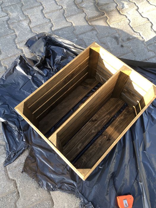 Drewniana skrzynka / regał handmade – rustykalny styl, naturalne drewn