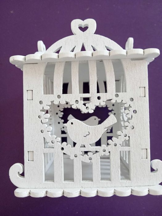 Mini Gaiola Passarinhos (Porta Alianças) de madeira