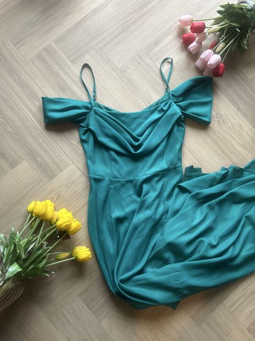 Sukienka długa maxi brokatowa studniowka wesele bal 38 40