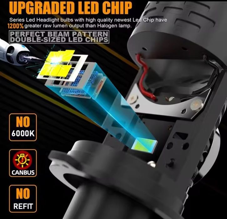 Leds h4 projeção 3D iluminação incrível artigo novo