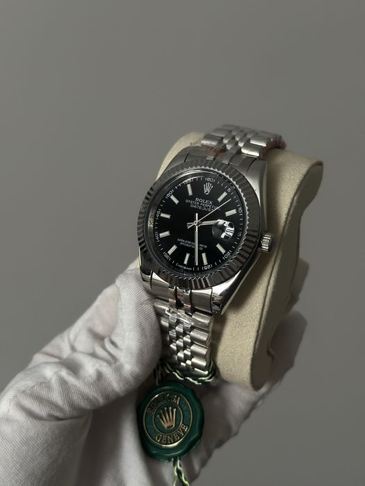 Rolex Datejust silver black 41мм ролекс чоловічі годинник