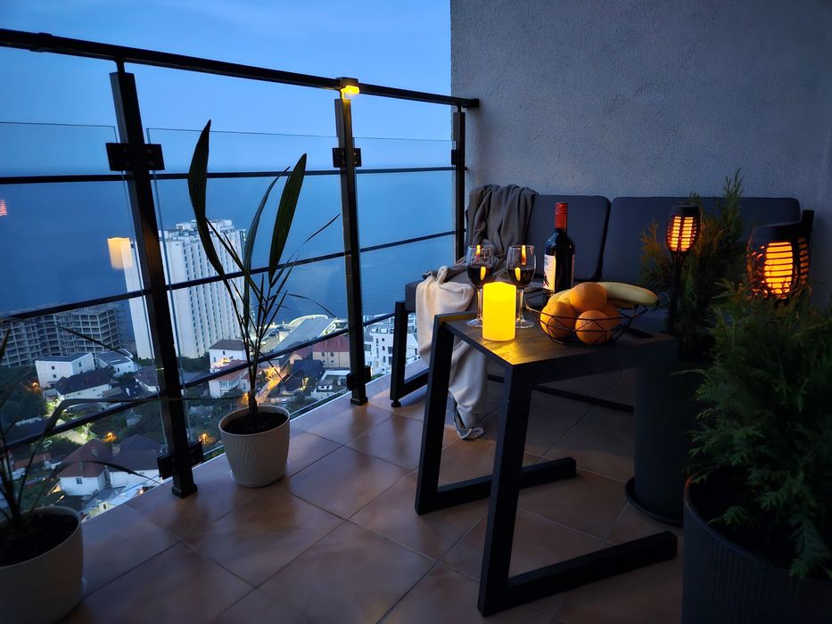 Аркадия Посуточно Каманина евро2х ком Море прямой вид Терраса подобово