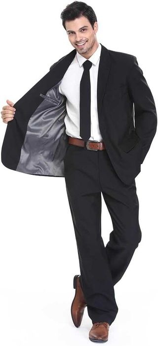 Nowy garnitur męski / marynarka / spodnie / krawat /czarny "M" !3207!