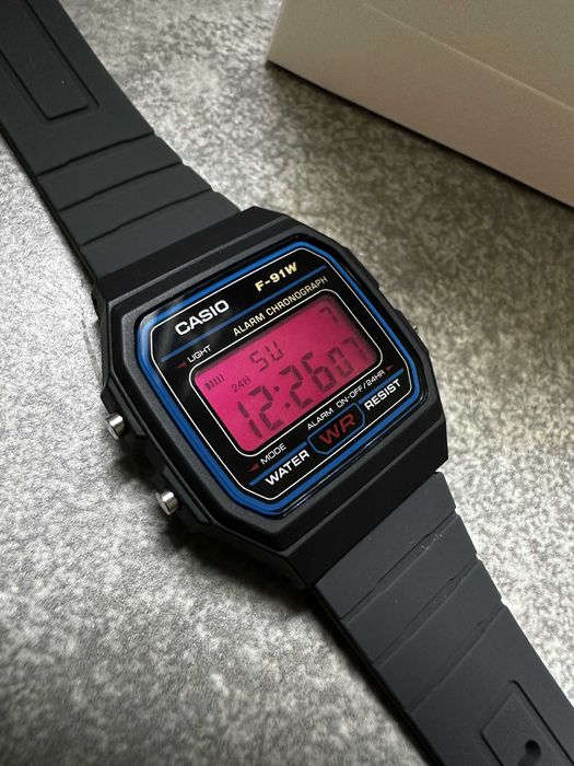 Custom Mod Zegarek Casio F91 Różowy Magenta Grey