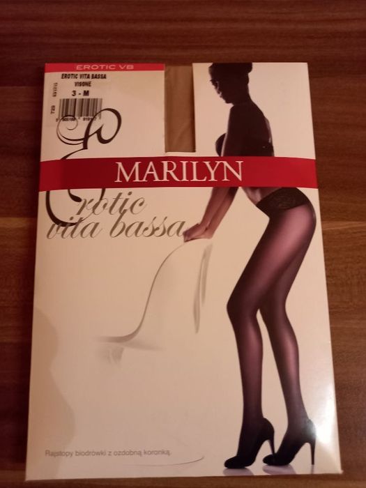 Rajstopy biodrówki, z koronką, cieliste, r. 3(M), 30DEN, Marilyn