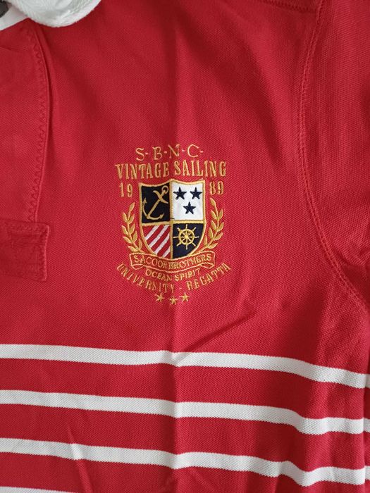 Polo Sacoor Brothers - Tamanho XXL, Vermelha e Listrada (100% Algodão)