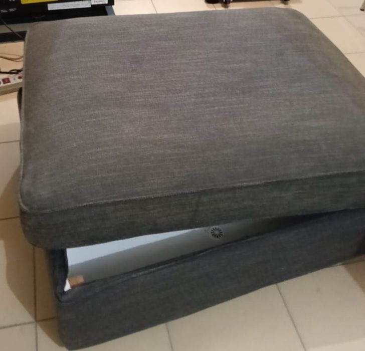 Sofá Cinzento 2,5m x 2,5m +chaise-longue com arrumação – muito confortável