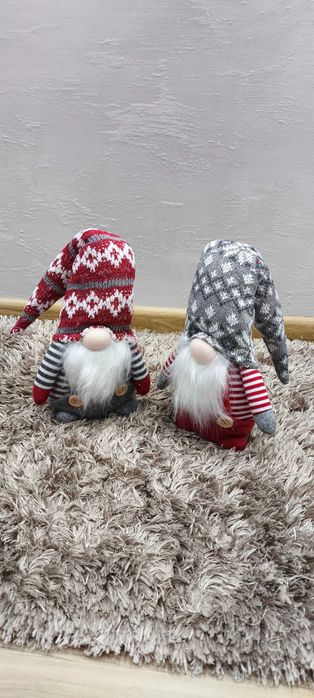 2x Skrzat Krasnal Gnom Duży 42cm Mikołaj Prezent Zestaw Świąteczny