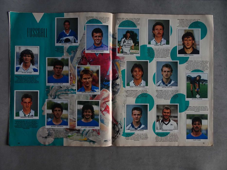 Caderneta de cromos de futebol completa Austria Sport 91/92 Panini