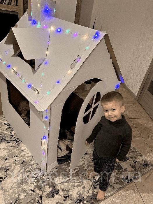 Домик картонный детский,  будинок дитячій для ігр та малювання.