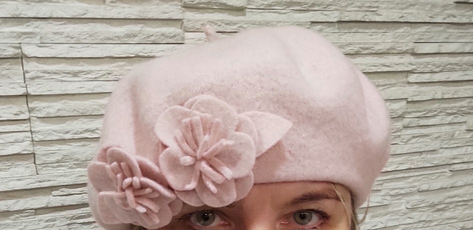 Beret kolor brudny róż