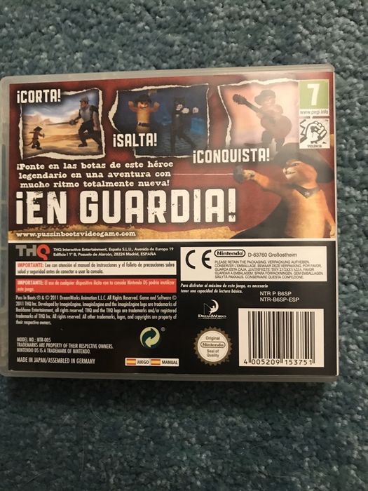 Gato das Botas Nintendo DS