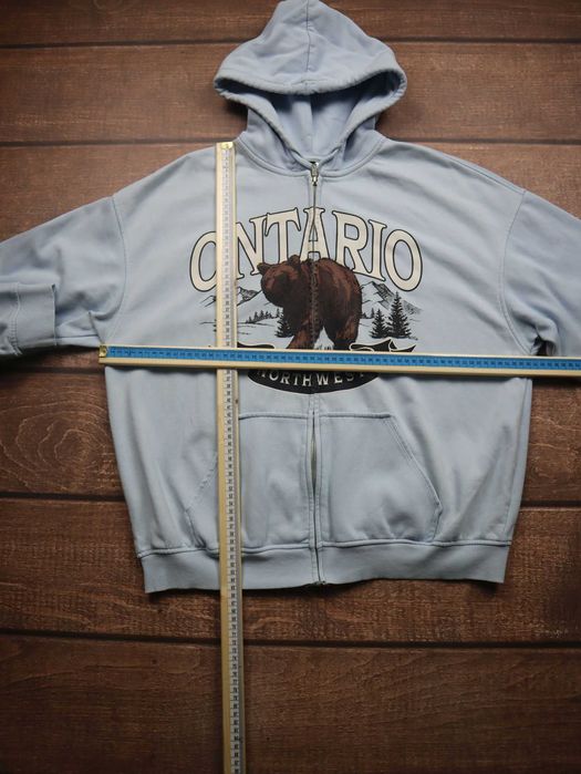 H&M Baby Blue Ontariot ZIp hoodie niebieska bluza rozpinana z kapturem