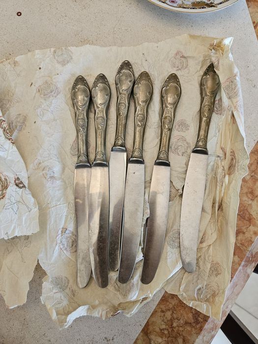 6 faças vintage prata