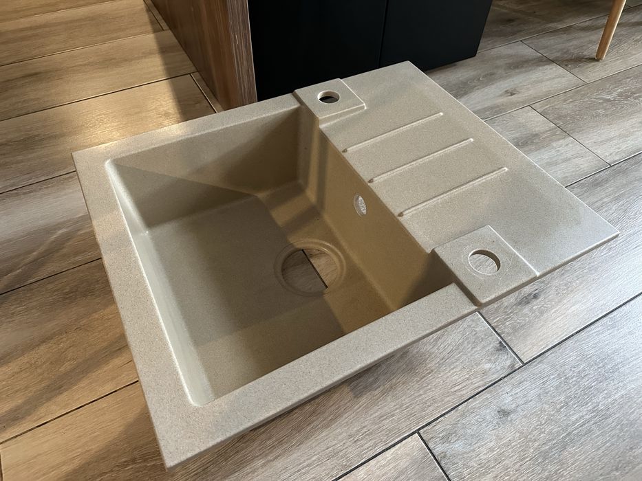 Zlewozmywak granitowy  + barmteria / beżowy