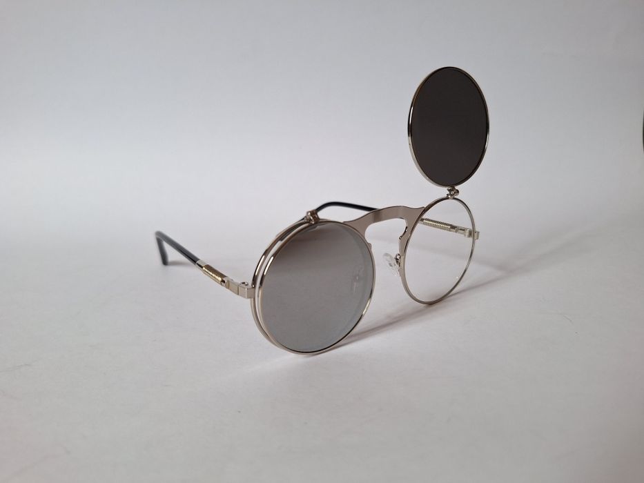 nowe metalowe okulary przeciwsłoneczne zerówki, steampunk,  vintage, e