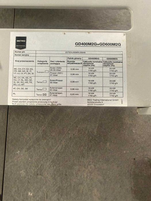 Grill gazowy Metro Professional GD600M2G płyta grilowa