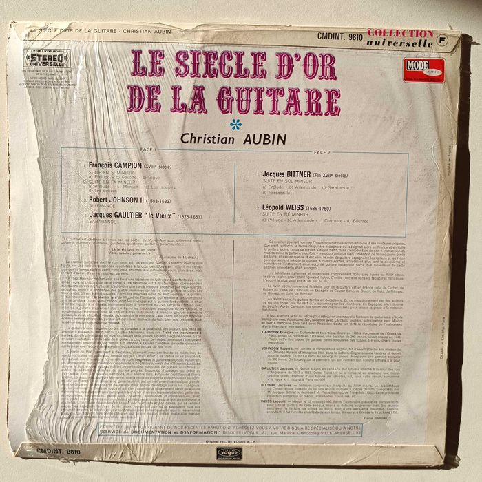Disco Vinil "Christian Aubin - Le Siecle D'Or de la Guitare"