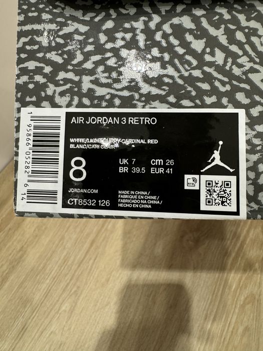 Nike Air Jordan 3 Retro Cardinal Red 41 EU