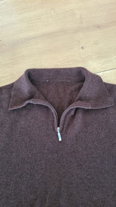 Sweter Golf 100% Kaszmir. Czekoladowy. Rozmiar XL 50. Zapinany