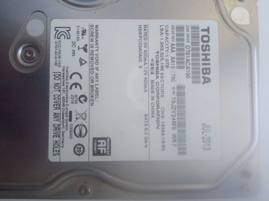 Жёсткий диск 1 ТБ Toshiba