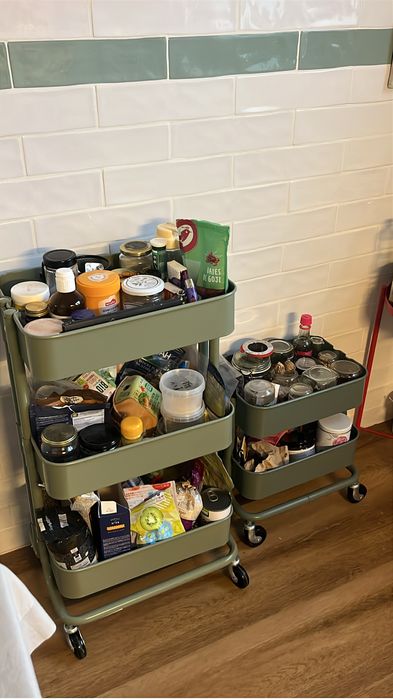 2 carrinhos IKEA RÅSKOG verde acinzentado – conjunto