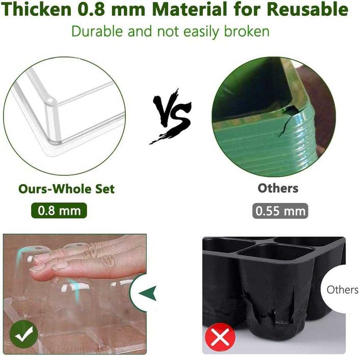 Bandejas de sementes, 10 embalagens com janela ajustável para estufas