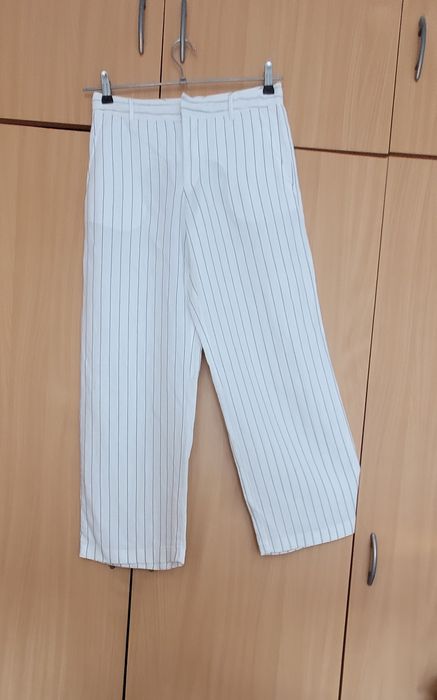 Białe, bawełniane szerokie spodnie In Wear