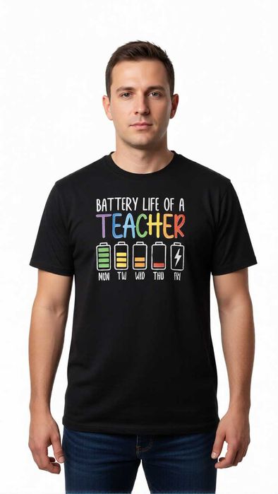 Czarna koszulka z nadrukiem rozmiar M, 100% bawełna