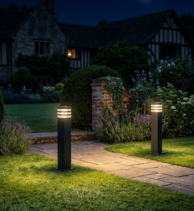 NOWE wysokie 80cm czarne lampy ogrodowe E27