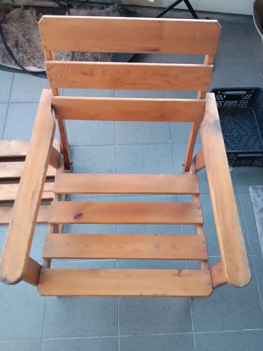 Drewniany komplet ogrodowy - 2 fotele + ławka