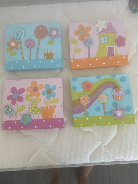 Conjunto de 4 quadrod decorativos para quarto de criança