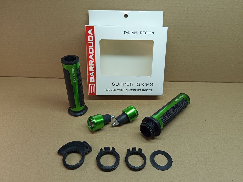 Ручки керма мото "BARRACUDA" (грипси +відбійники) універсальні