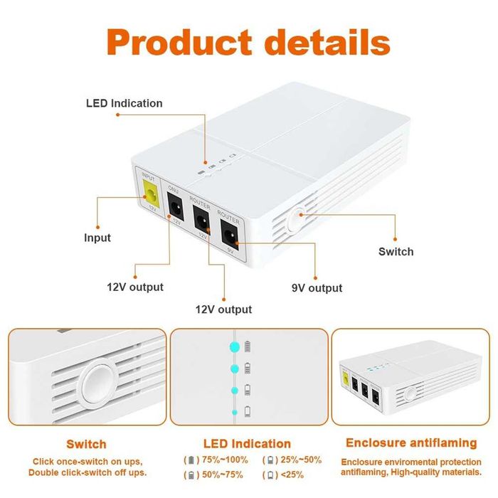 WGP OPTIMA 301  - міні ДБЖ (UPS) 6000mAh для роутера, IP-камер