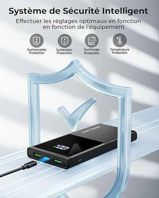 Power Bank 10500mAh USB C 15W 3 wyjściami LED 629