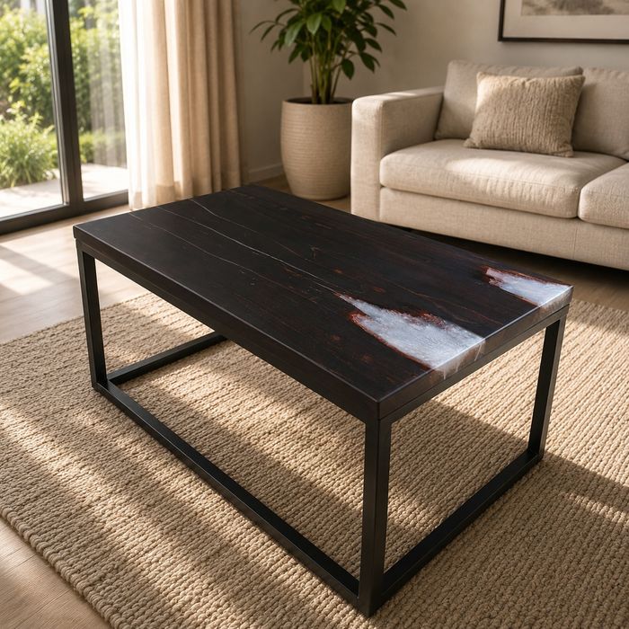 Stolik kawowy z żywicą epoksydową – buk 100x50 cm
