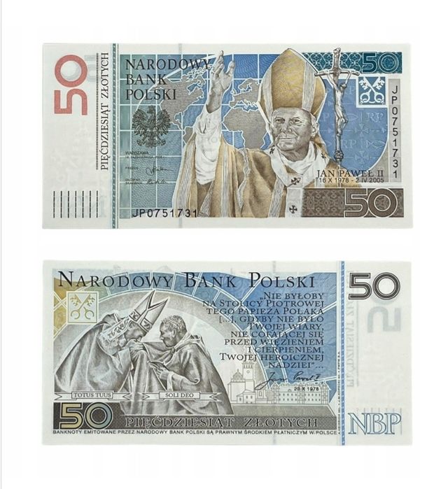 Колекційна банкнота 50 злотих ,,Іван Павло II,,