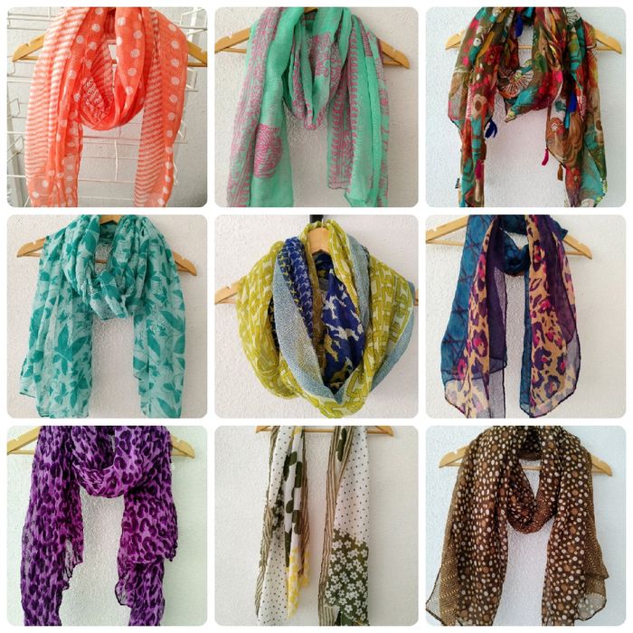 Lote de 9 echarpes