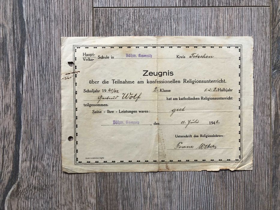 Obszerne archiwum rodzinne 1940 Sudety 1949 Kilkadziesiąt dokumentów