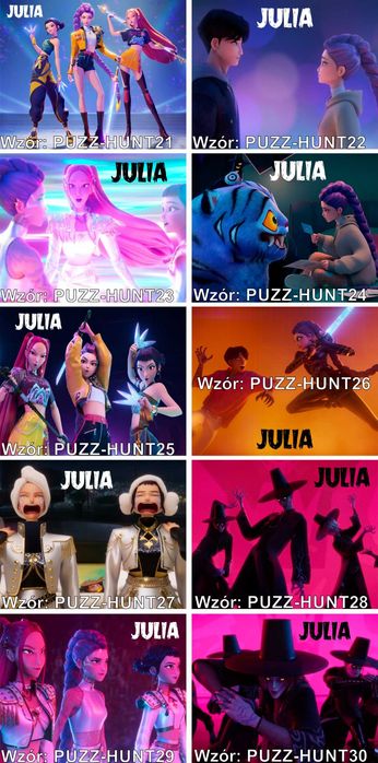 Kpop DEMON HUNTERS Huntrix SAJA BOYS puzzle A3 A4 personalizowane