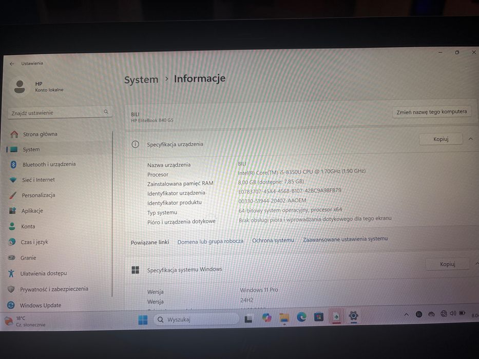 Netbook laptop Elitebook Hp  840 G5 bardzo dobry stan