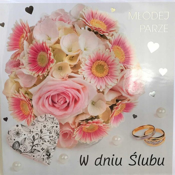 Kartka 15x15cm Ślub W Dniu Ślubu życzenia +koperta do wyboru wzór