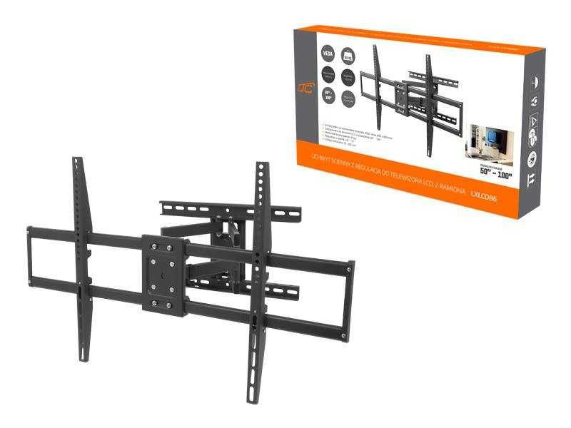 Uchwyt ścienny do LCD 50-100" z regulacją, 2 ramiona.