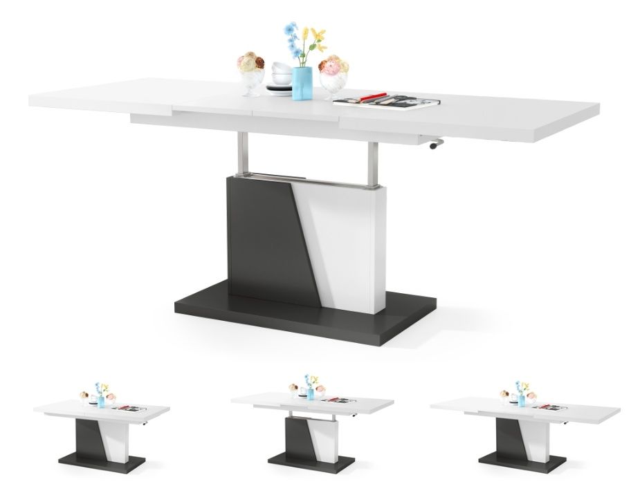 GRAND NOIR Biały\Antracyt - ŁAWA rozkładana ŁAWOSTÓŁ STÓŁ Mazzoni