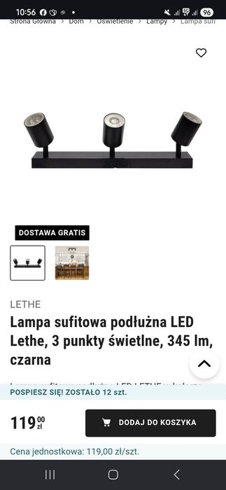 Kinkiet lampa sufitowa podłużna led x3 neon salon światło kuchnia żarówka