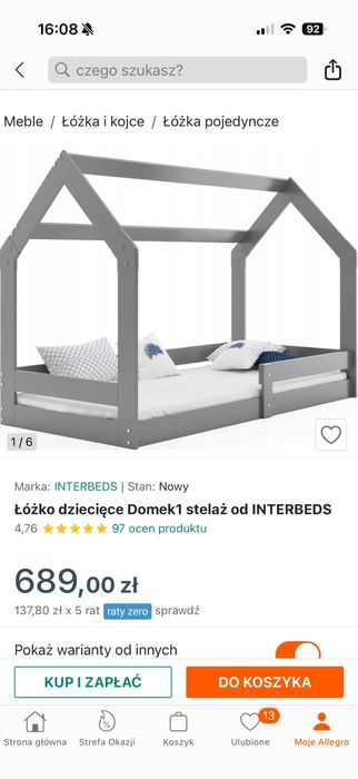 Łóżko dziecięce Domek plus materac