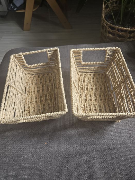 2 plecione kosze boho 22 x 15 x 9 cm