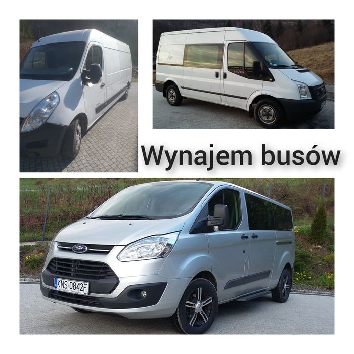 Wynajem busa osobowego,dostawczego,brygadówki,plandeka,hak,bag.rowerow