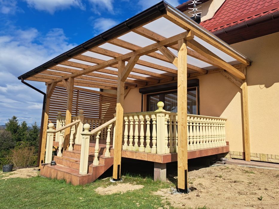 Pergole zadaszenia tarasów wiaty zabudowa  tarasu